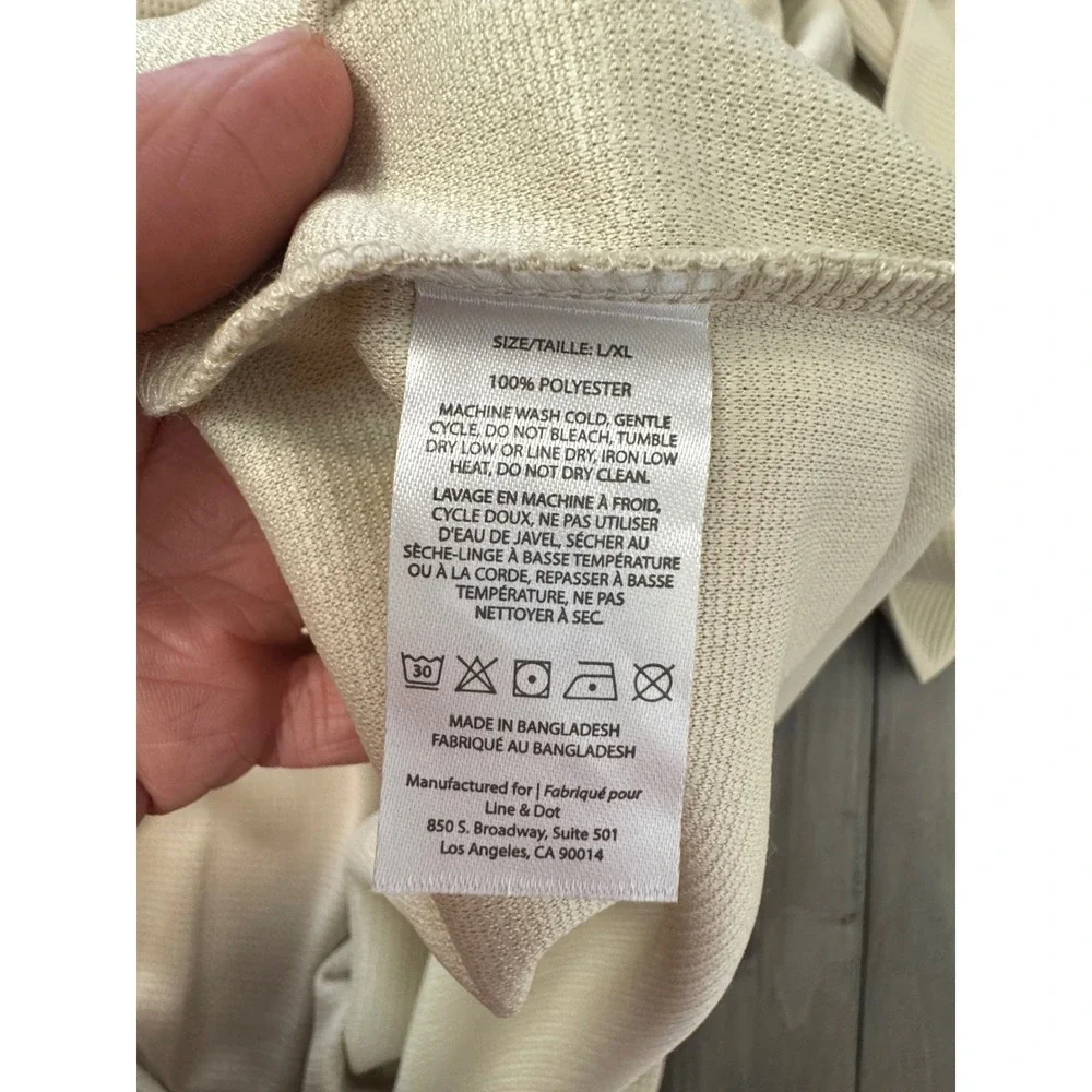 NWT Line and Dot Waffle Knit‎ Robe Sand Beige Tie Waist Pockets Size L XL NEW